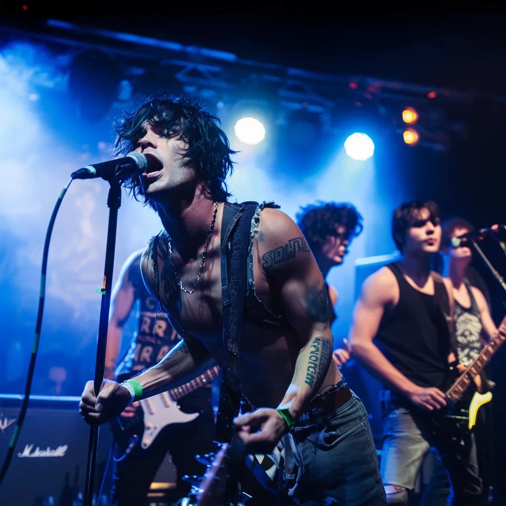 Die fiktive Rockband „The Cry“ aus Michael Sells Roman „Rock Dreams“ bei einem Live-Auftrtitt.